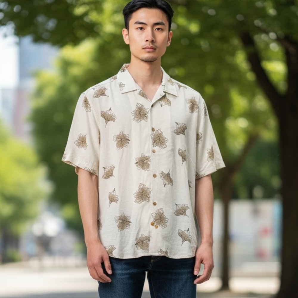 Daniel Cremieux Signature Floral Print Jersey Luau Short Sleeve Shirt XL NWT M L